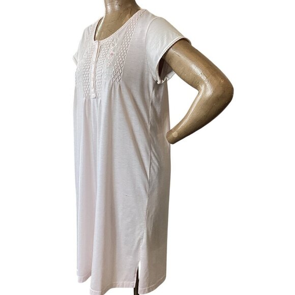 Vtg Miss Elaine 2 Piece Nightgown & Robe Set Embroidered Flowers S Pink #326E - Picture 8 of 12